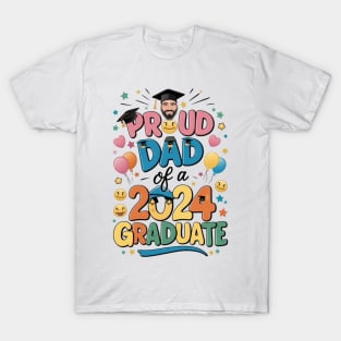 Proud Dad of a 2024 Graduate Senior Class Graduation Shirts for Family Party T-Shirt